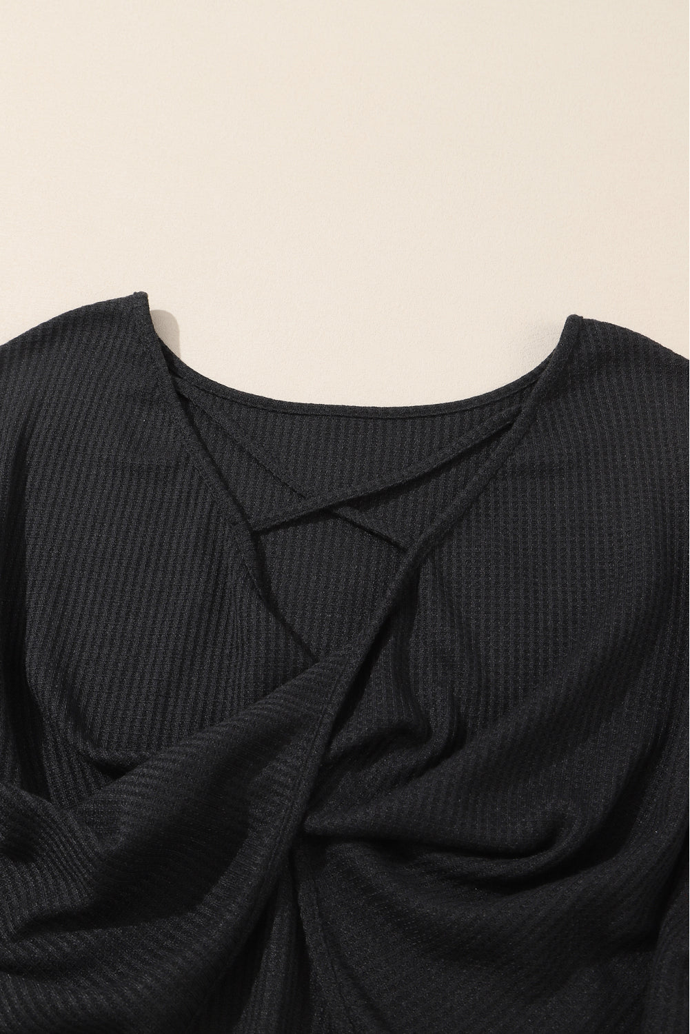 Black Cross Backless Sequin Bishop Sleeve Top