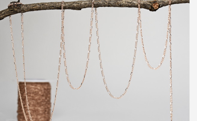 Flat Figaro Long Short Curb 14K Rose Gold Filled Unfinished Chain *Priced Per Inch*